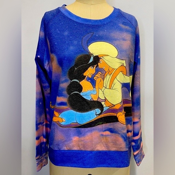 Disney Aladdin and Jasmine Magic Carpet Ride Whole New World Sweatshirt M Y2K - Picture 1 of 6